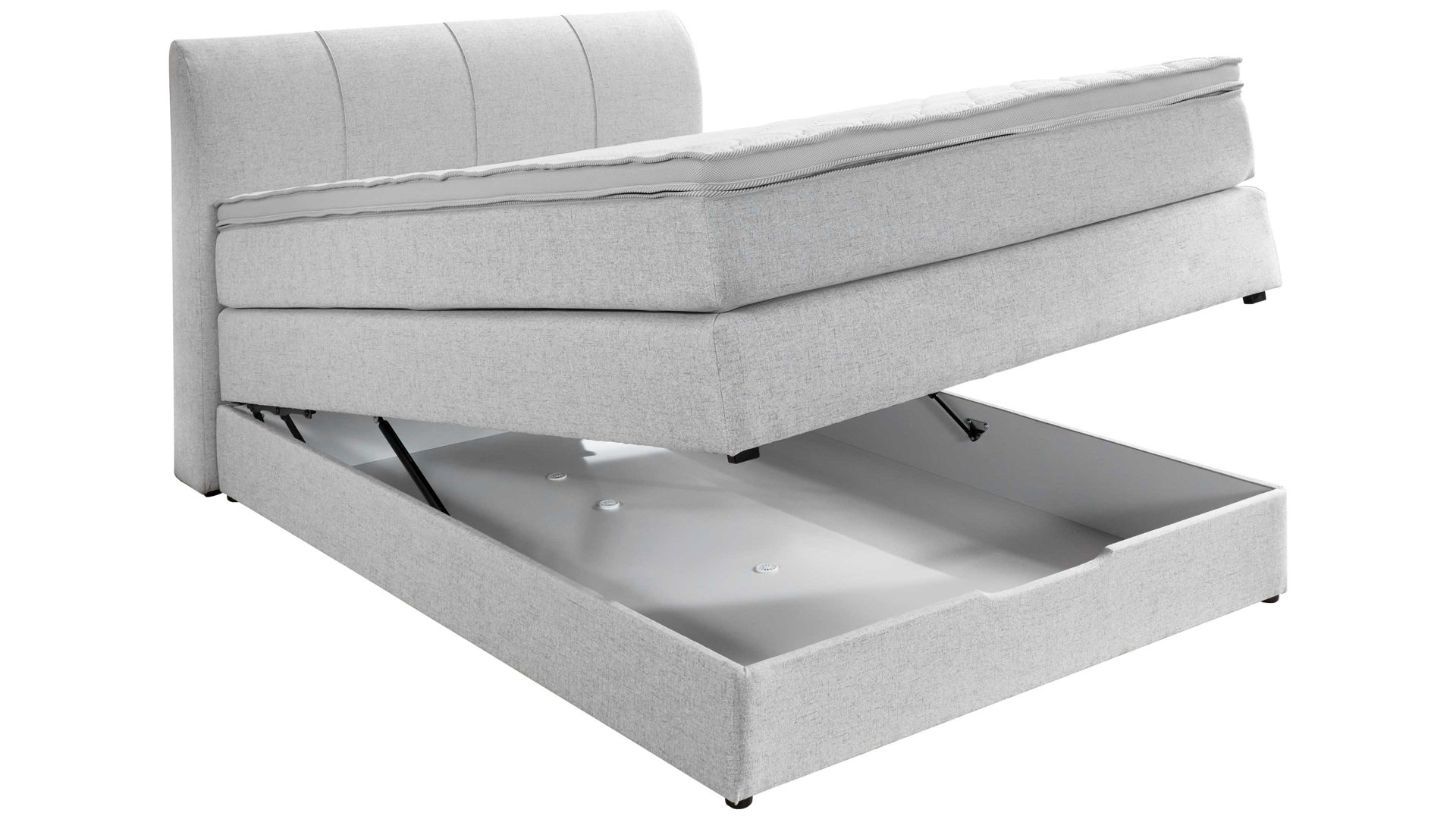 Boxspringbett Sun garden | 162719 aus Stoff in Hellgrau Boxspringbett Modesto hellgraues Flachgewebe MT50375-720 – Liegefläche ca. 140 x 200 cm