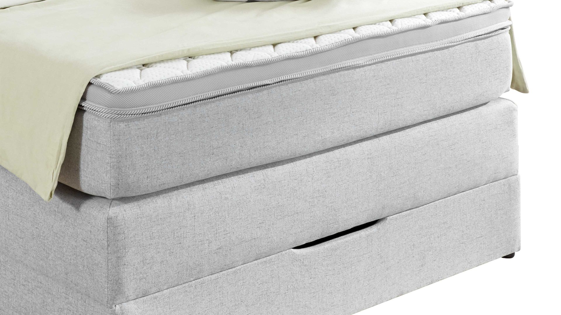 Boxspringbett Sun garden | 162719 aus Stoff in Hellgrau Boxspringbett Modesto hellgraues Flachgewebe MT50375-720 – Liegefläche ca. 140 x 200 cm