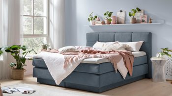 Boxspringbett Sun garden | 162739 aus Stoff in Blau Boxspringbett Portage blauer Stoffbezug 50456-100 – Liegefläche ca. 180 x 200 cm