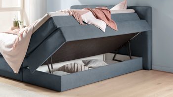 Boxspringbett Sun garden | 162739 aus Stoff in Blau Boxspringbett Portage blauer Stoffbezug 50456-100 – Liegefläche ca. 180 x 200 cm