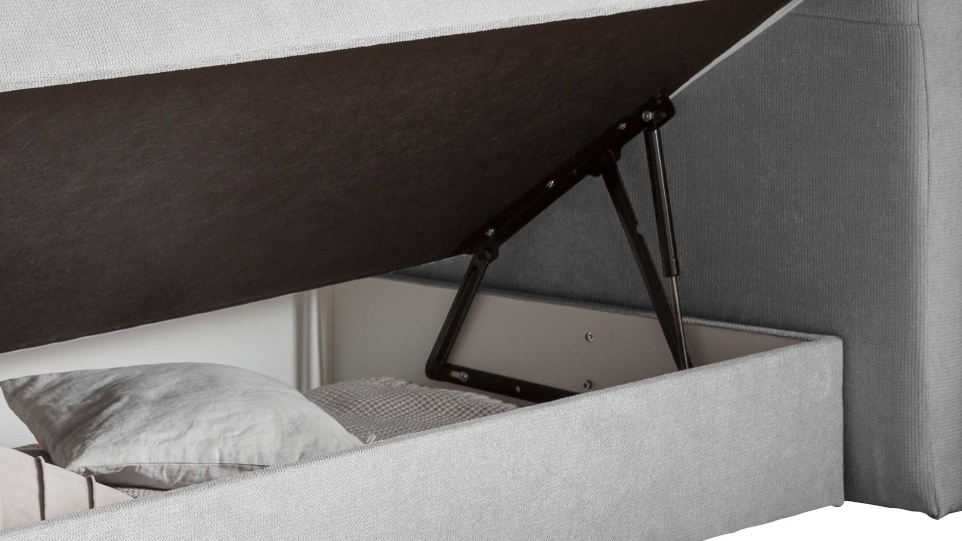 Boxspringbett Sun garden | 162739 aus Stoff in Hellgrau Boxspringbett Portage silbergrauer Stoffbezug 50456-720 – Liegefläche ca. 180 x 200 cm