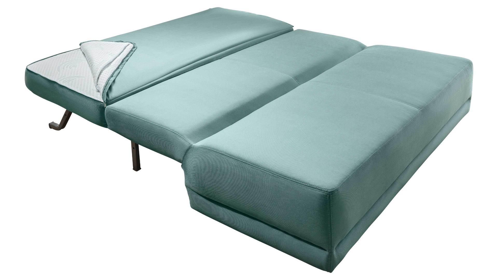 Schlafsofa Restyl aus Stoff in Grün Faltsofa Fringo mintfarbener Stoffbezug 55-6567 - Breite ca. 165 cm