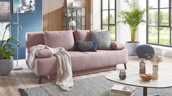 Schlafsofa Restyl aus Stoff in Pink Schlafsofa Sweet rosé Stoffbezug 55-6498 - Breite ca. 193 cm