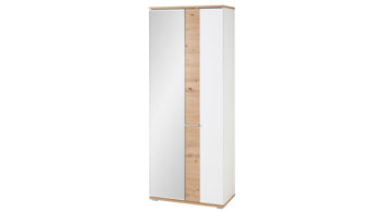 Garderobenschrank Innostyle aus Holz in Weiß Garderobenprogramm Signo II - Garderobenschrank Mattweiß & Artisan Eiche - zwei Türen, Breite ca. 80 cm
