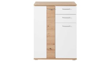 Schuhschrank Innostyle aus Holz in Weiß Garderobenprogramm Signo II - Schuhschrank Mattweiß & Artisan Eiche - zwei Türen & zwei Schubladen, Breite ca. 80 cm