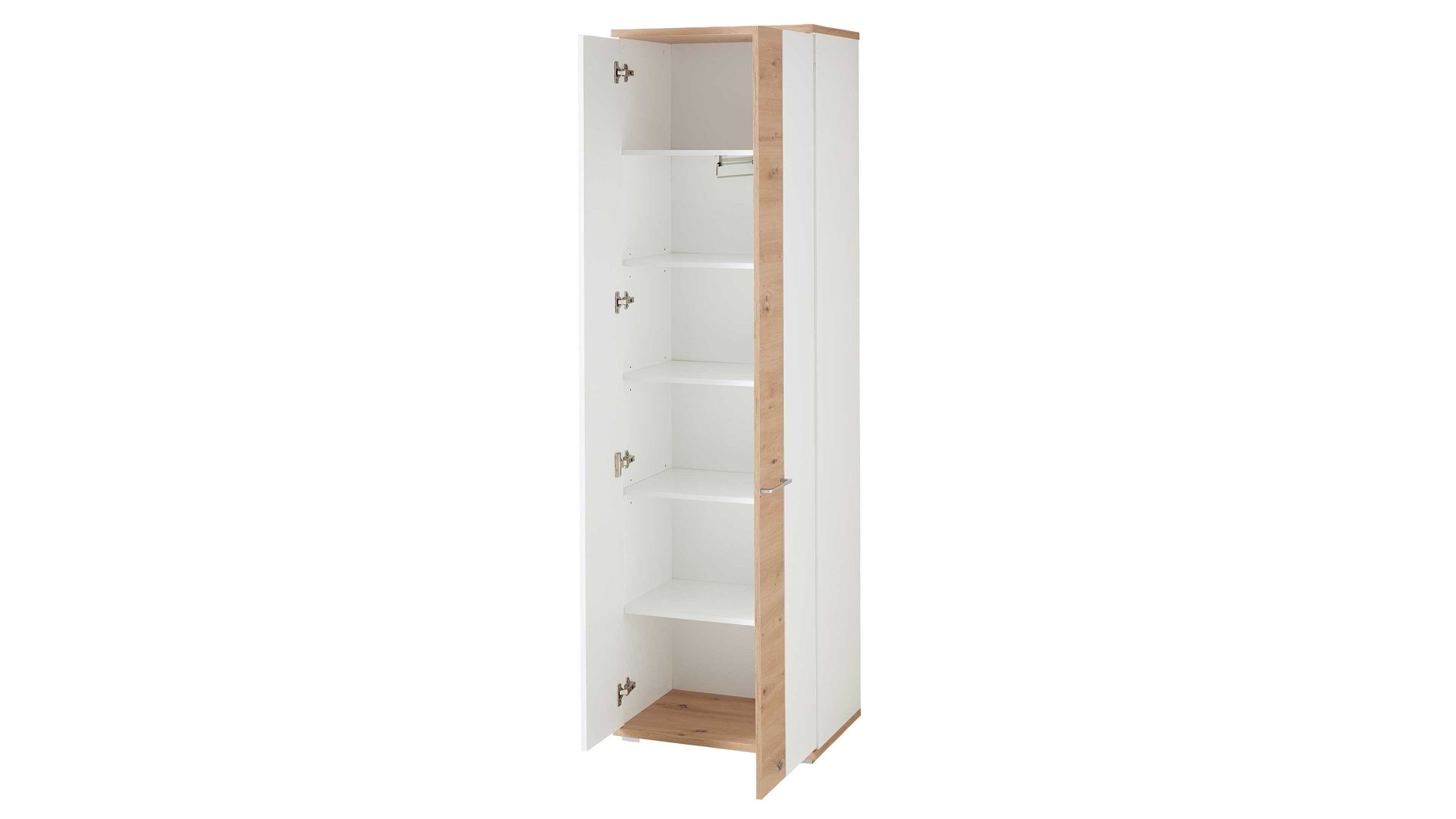 Garderobenschrank Innostyle aus Holz in Weiß Garderobenprogramm Signo II - Garderobenschrank Mattweiß & Artisan Eiche - zwei Türen, Breite ca. 60 cm
