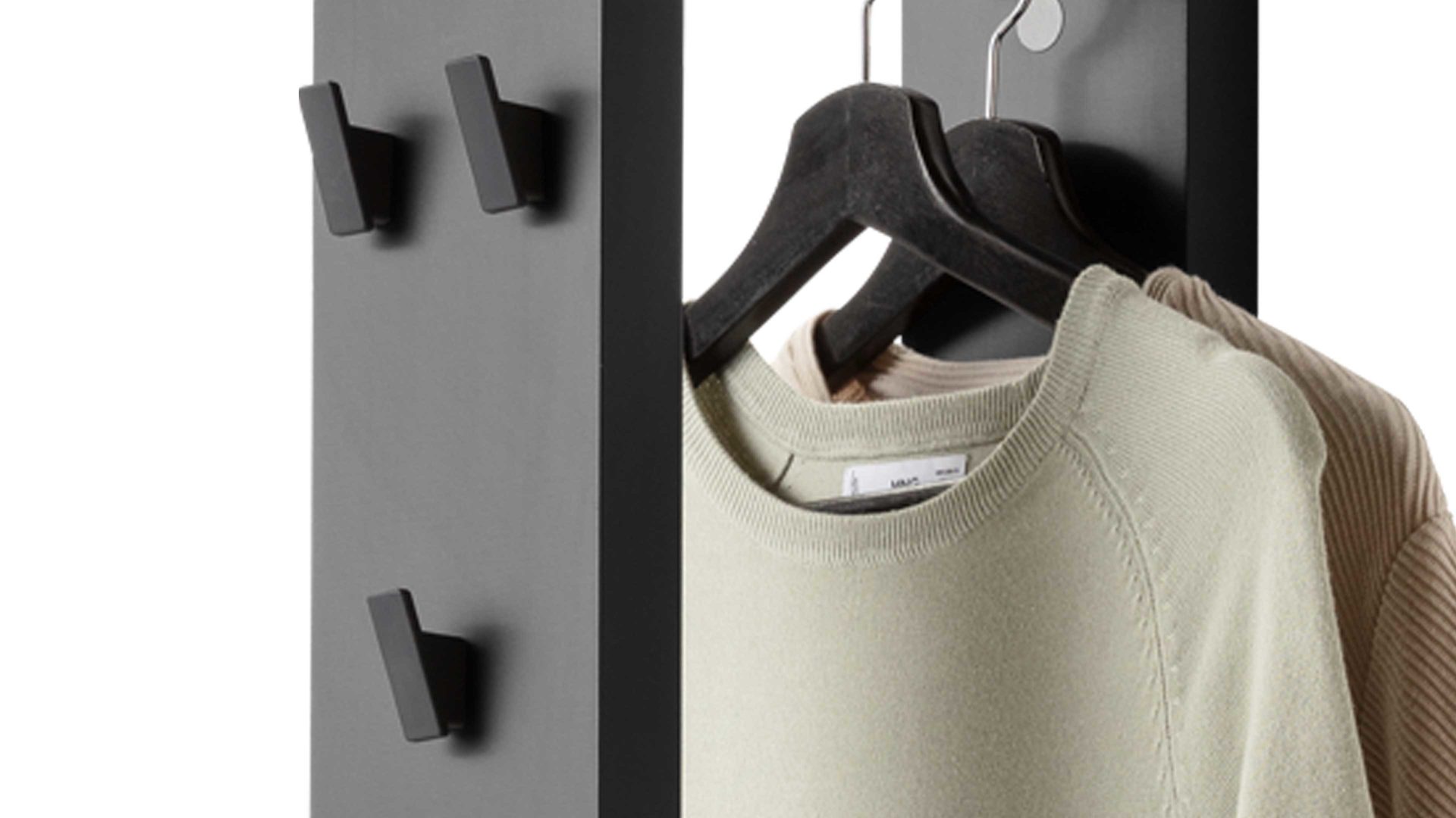 Wandgarderobe Mäusbacher i.i. aus Holz in Anthrazit Garderobenserie Bonnie - Wandgarderobe anthrazitfarbener Mattlack - Höhe ca. 172 cm