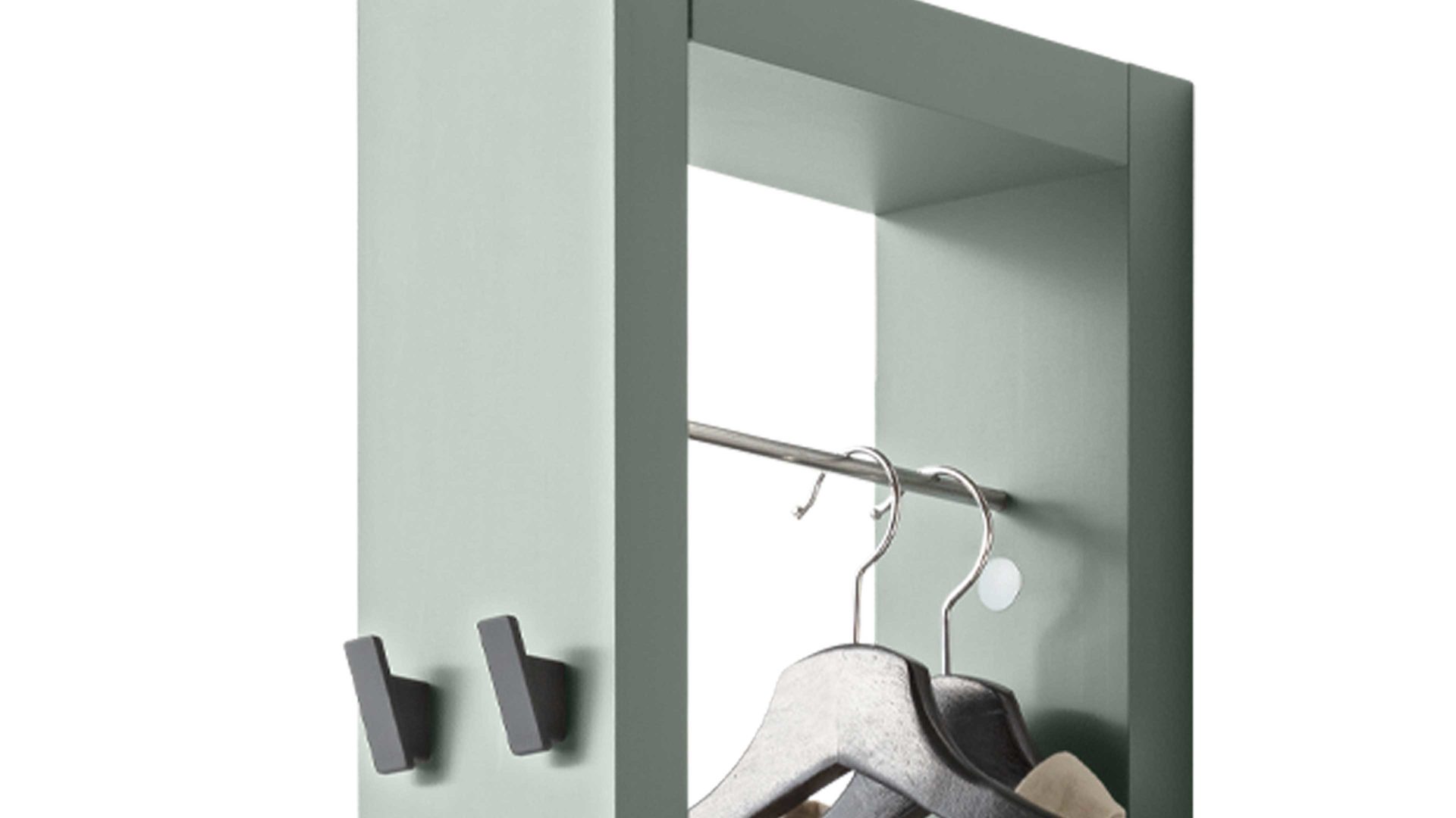 Wandgarderobe Mäusbacher i.i. aus Holz in Hellgrün Garderobenserie Bonnie - Wandgarderobe piniengrüner Mattlack - Höhe ca. 172 cm