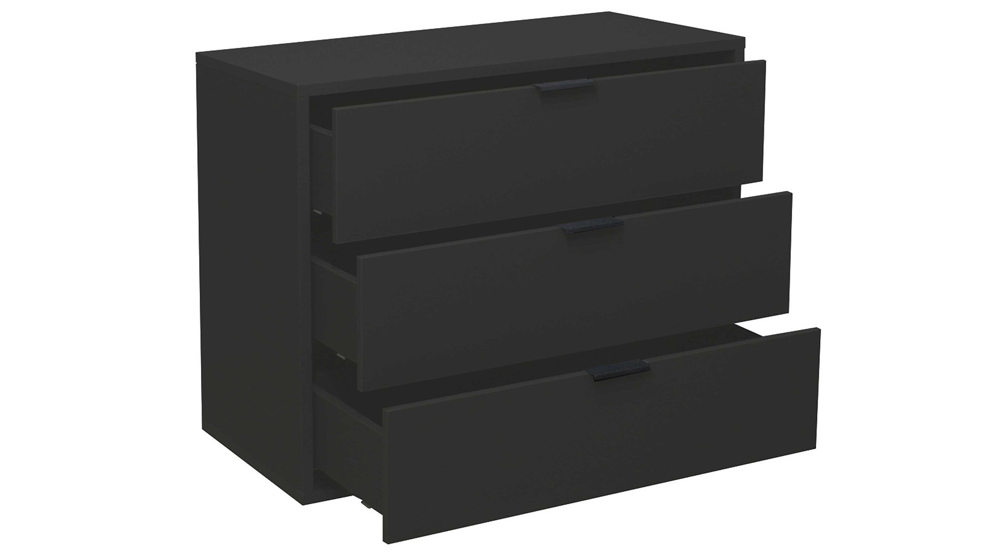 Schubladenkommode Mäusbacher aus Holz in Anthrazit Kommodenserie Bonnie - Schubladenkommode anthrazitfarbener Mattlack - drei Schubladen, Breite ca. 81 cm