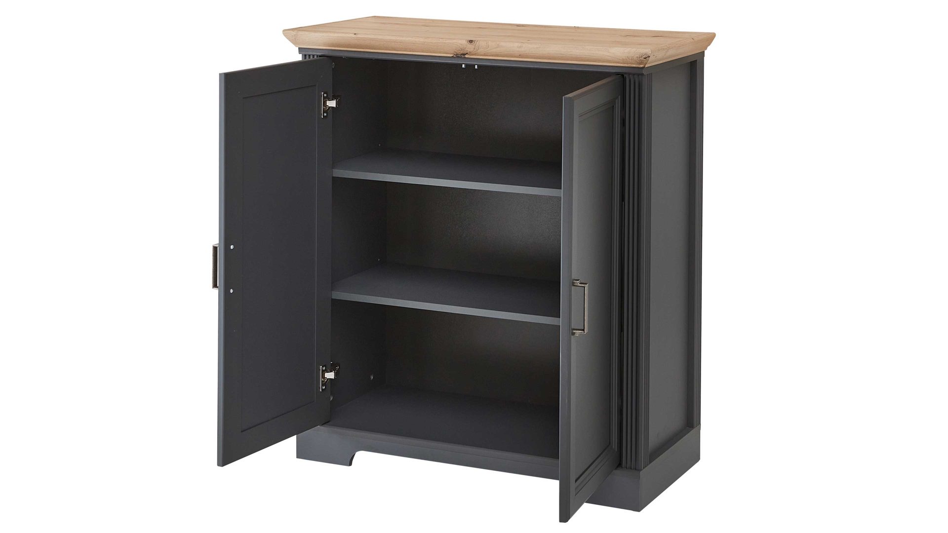 Türenkommode Innostyle aus Holz in Dunkelgrau Kommodenserie Jasmin - Türenkommode Graphit & Artisan Eiche – zwei Türen, Breite ca. 93 cm