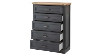 Schubladenkommode Innostyle aus Holz in Dunkelgrau Kommodenserie Jasmin - Schubladenkommode Graphit & Artisan Eiche – fünf Schubladen, Breite ca. 93 cm