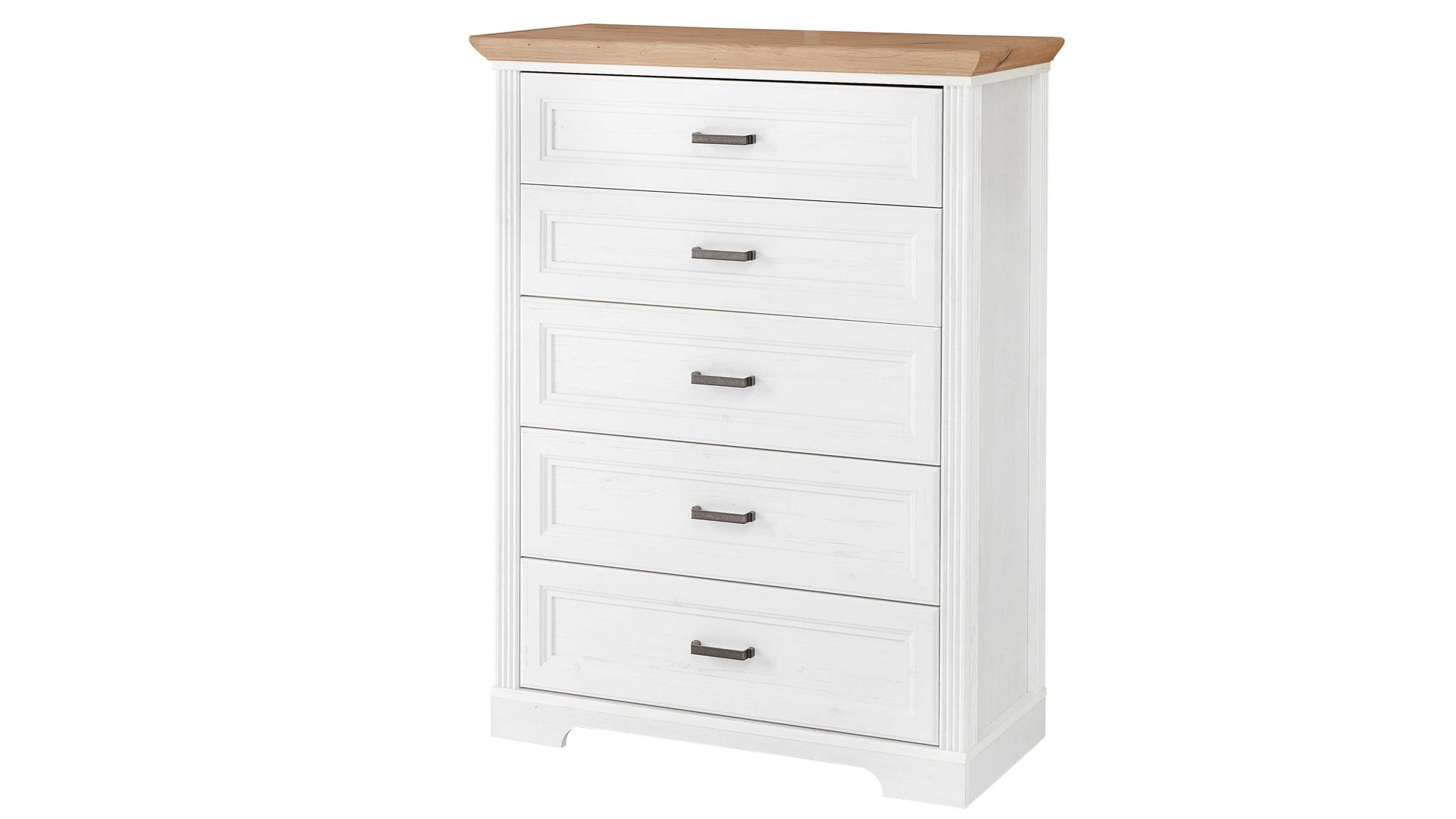 Schubladenkommode Innostyle aus Holz in Weiß Kommodenserie Jasmin - Schubladenkommode helle Pinie & Artisan Eiche – fünf Schubladen, Breite ca. 93 cm