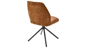 Vierfußstuhl Mca furniture aus Stoff in Orange Polstertsuhl Ottawa curryfarbener Velours