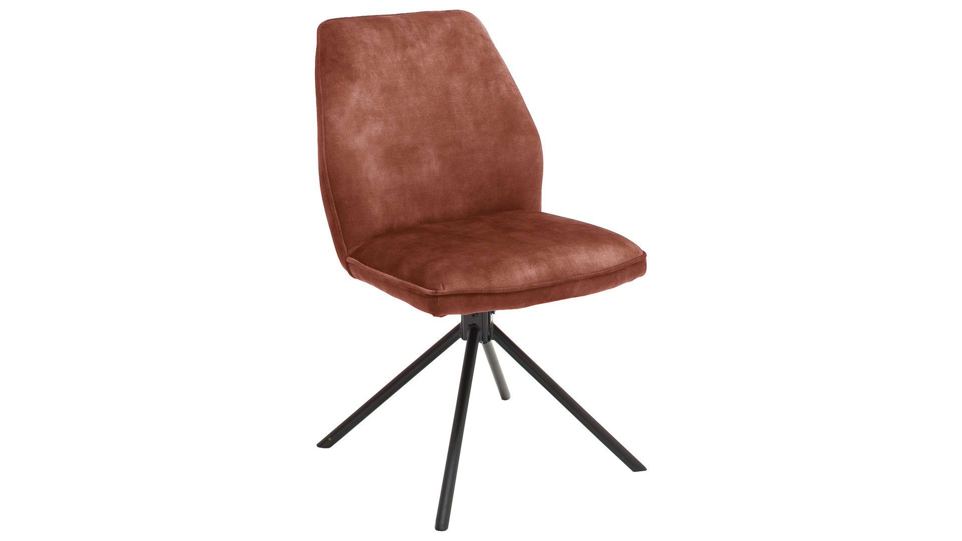 Vierfußstuhl Mca furniture aus Stoff in Braun Polsterstuhl Ottawa rostbrauner Velours