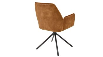 Vierfußstuhl Mca furniture aus Stoff in Orange Armlehnstuhl Ottawa curryfarbener Velours