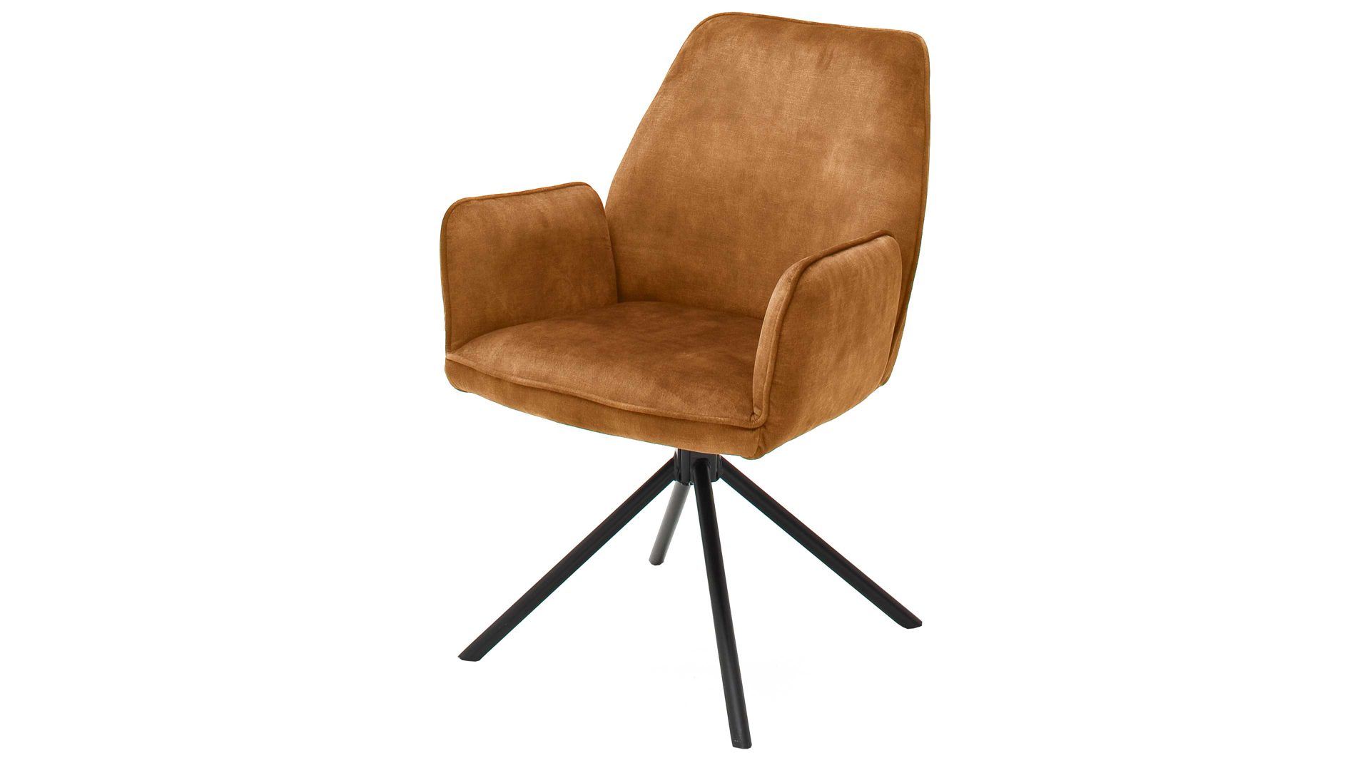 Vierfußstuhl Mca furniture aus Stoff in Orange Armlehnstuhl Ottawa mit Funktion Drehfunktion - curryfarbener Velours