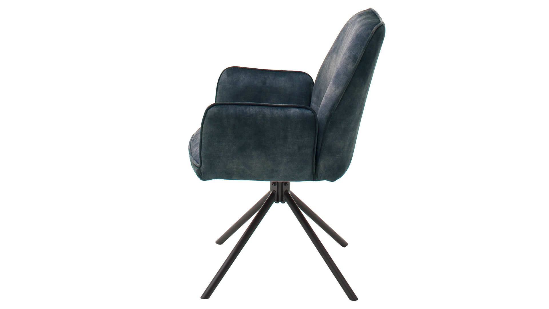 Vierfußstuhl Mca furniture aus Stoff in Petrol Armlehnstuhl Ottawa petrolfarbener Velours