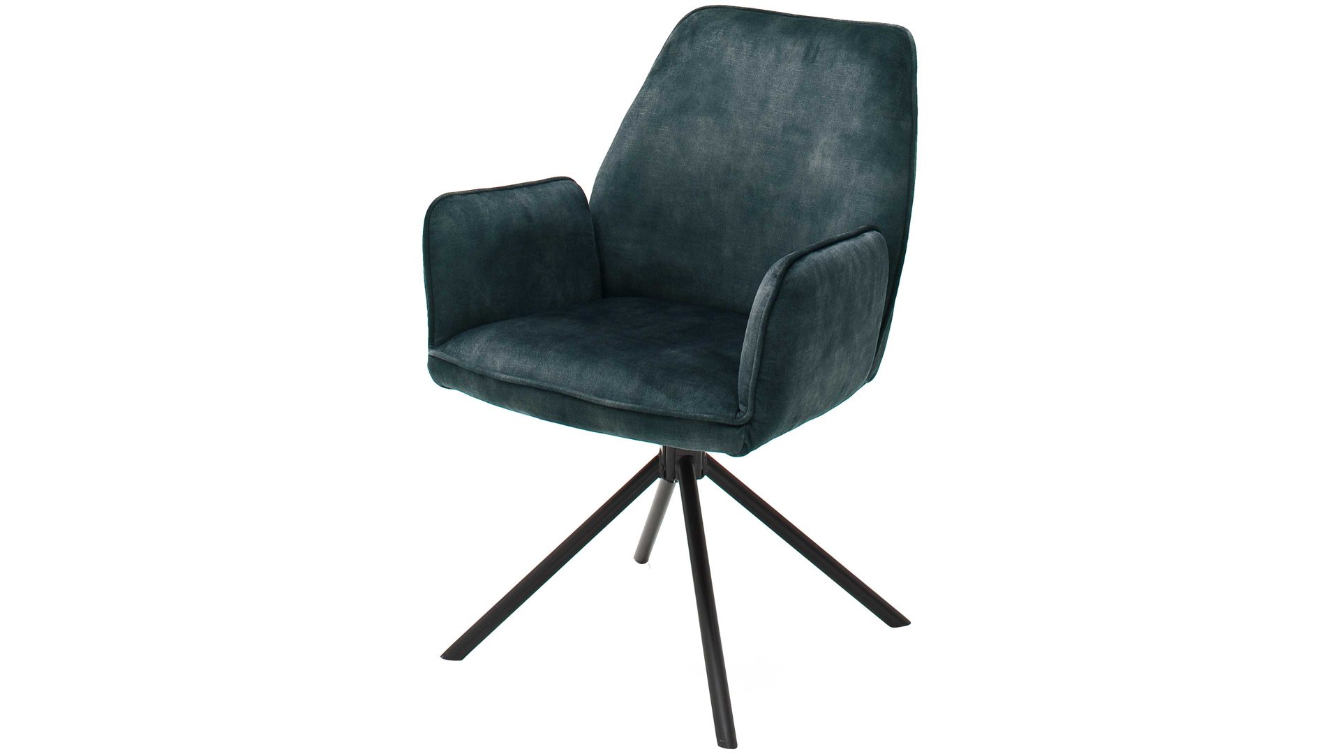 Vierfußstuhl Mca furniture aus Stoff in Petrol Armlehnstuhl Ottawa petrolfarbener Velours