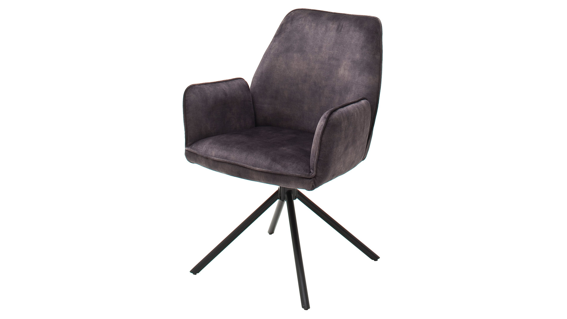 Vierfußstuhl Mca furniture aus Stoff in Anthrazit Armlehnstuhl Ottawa anthrazitfarbener Velours