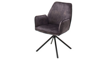 Vierfußstuhl Mca furniture aus Stoff in Anthrazit Armlehnstuhl Ottawa anthrazitfarbener Velours