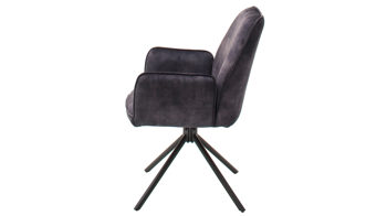 Vierfußstuhl Mca furniture aus Stoff in Anthrazit Armlehnstuhl Ottawa anthrazitfarbener Velours