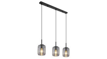 Pendelleuchte Interliving aus Glas in Grau Interliving Leuchten Serie 9331 - Hängeleuchte Rauchglas & Mattschwarz – Länge ca. 77 cm