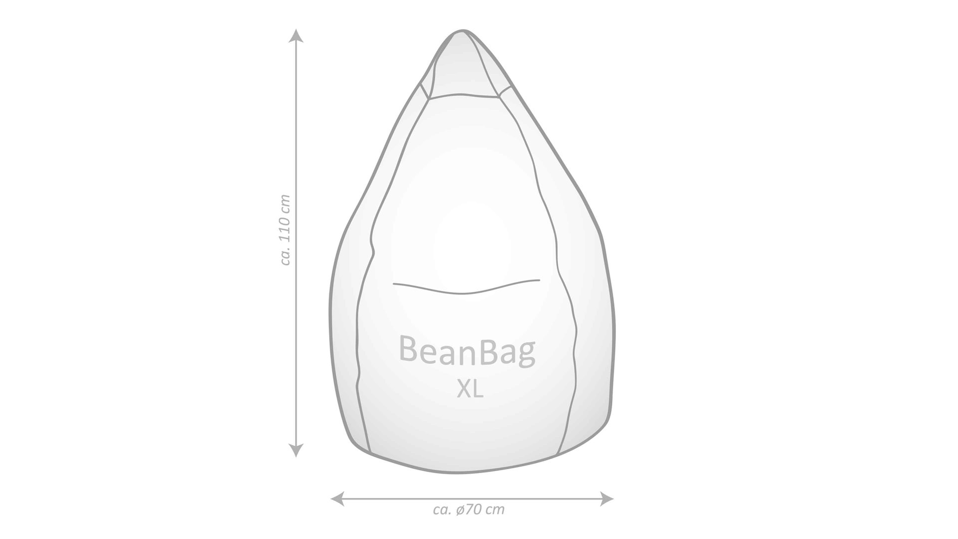 Standard-Sitzsack Magma sitting point aus Kunstfaser in Grau SITTING POINT Plüsch-Sitzsack Fluffy XL als Sitzmöbel mittelgrauer Plüschbezug - ca. 220 Liter