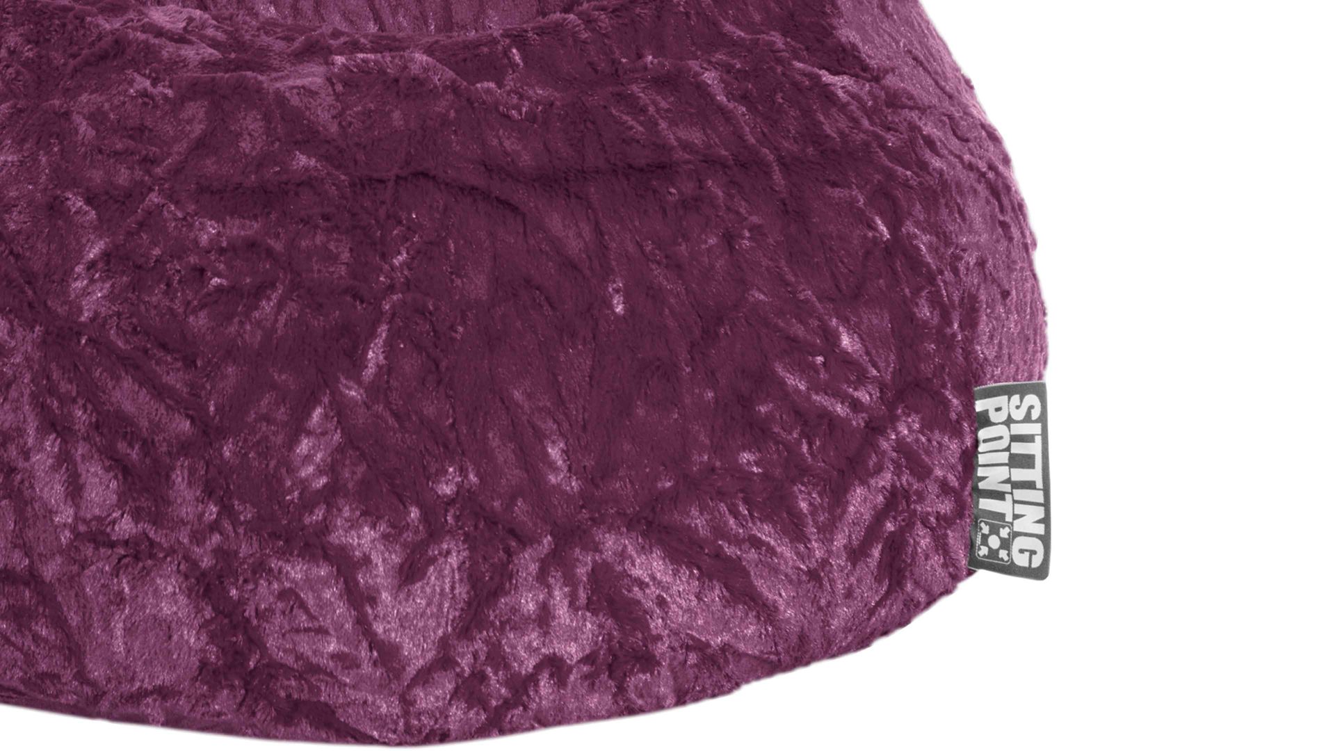 Standard-Sitzsack Magma sitting point aus Kunstfaser in Lila SITTING POINT Plüsch-Sitzsack Fluffy L - Sitzmöbel auberginefarbener Plüschbezug - ca. 120 Liter