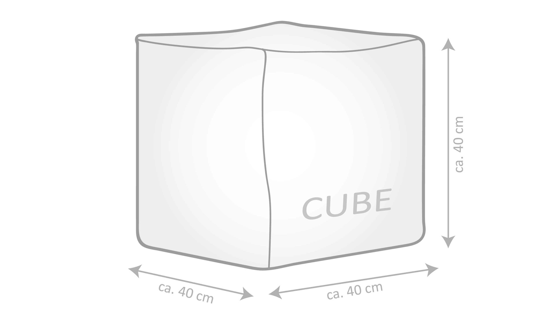 Sitzsack-Würfel Magma sitting point aus Kunstfaser in Anthrazit SITTING POINT Sitzwürfel cube scuba® anthrazitfarbene Kunstfaser - ca. 40 x 40 x 40 cm