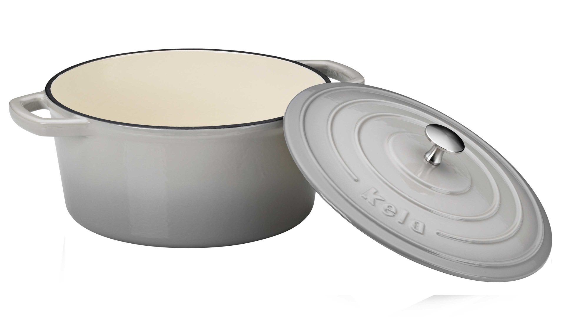 Bräter Kela | keck & lang aus Metall in Hellgrau kela Bräter Calido hellgraues Gusseisen - ca. 4,6 Liter