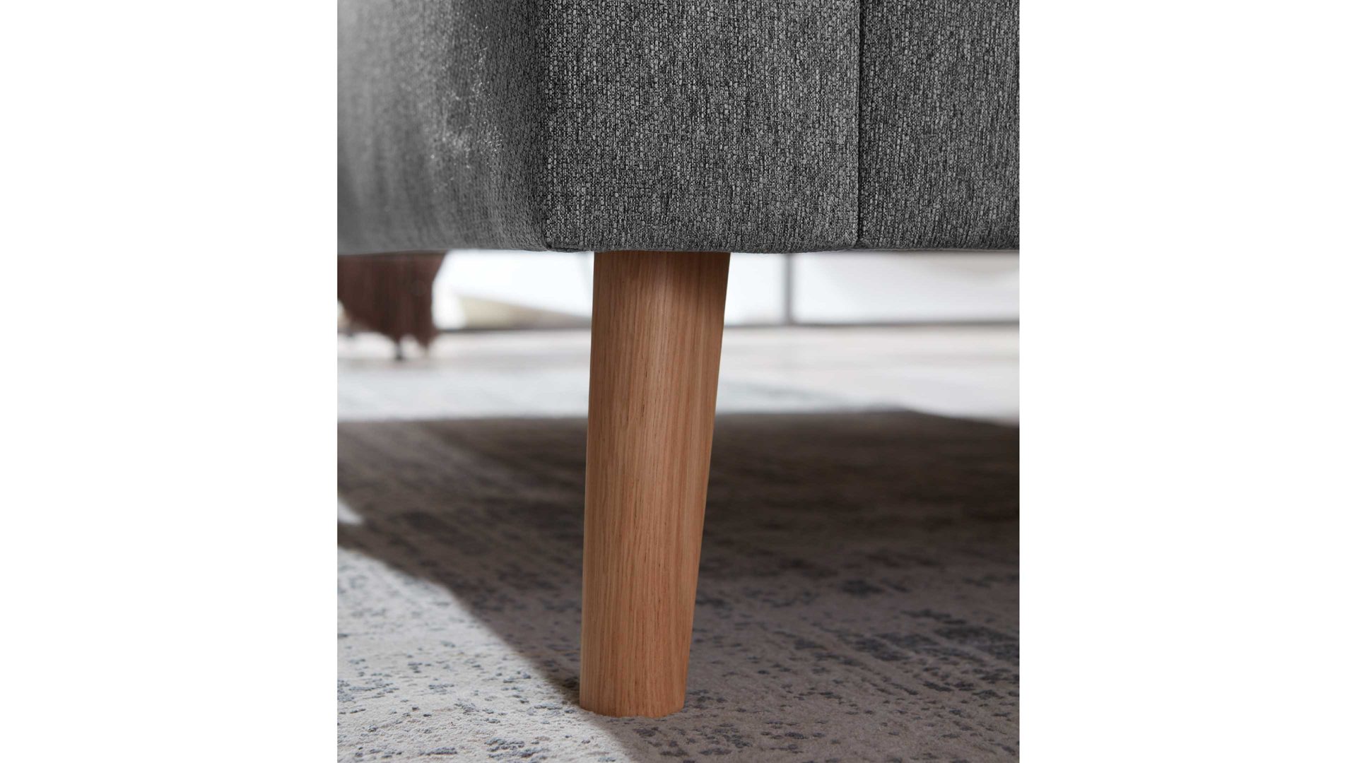 Bettgestell Meise.möbel aus Stoff in Hellgrau Polsterbettgestell Jazz mit gestepptem Kopfteil grauer Bezug Stelar 92 & Holzfüße - Liegefläche ca. 180 x 200 cm