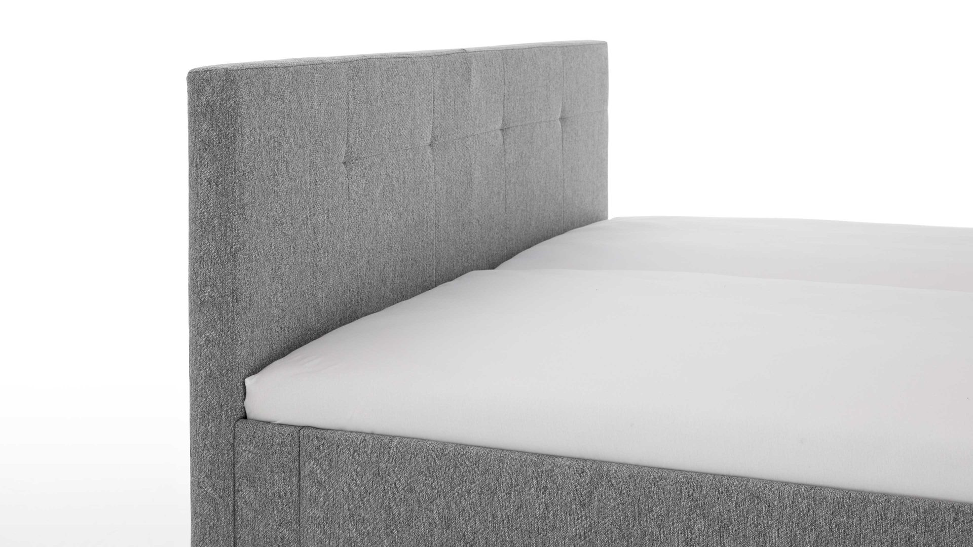 Bettgestell Meise.möbel aus Stoff in Hellgrau Polsterbettgestell Jazz mit gestepptem Kopfteil grauer Bezug Stelar 92 & Holzfüße - Liegefläche ca. 180 x 200 cm