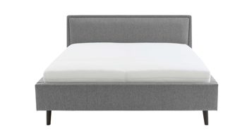 Bettgestell Meise.möbel aus Stoff in Grau Polsterbettgestell Frieda mit Bettkasten grauer Bezug Stelar 92 & schwarze Holzfüße - Liegefläche ca. 160 x 200 cm