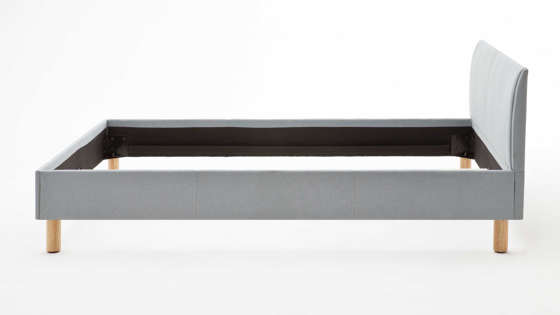 Bettgestell Meise.möbel aus Stoff in Blau Polsterbettgestell Lena eisblauer Bezug Sawana Nr. 72 & Holzfüße - Liegefläche ca. 120 x 200 cm