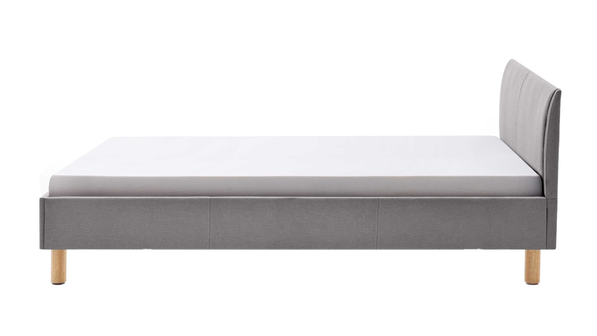 Bettgestell Meise.möbel aus Stoff in Grau Polsterbettgestell Lena hellgrauer Bezug Sawana Nr. 21 & Holzfüße - Liegefläche ca. 140 x 200 cm