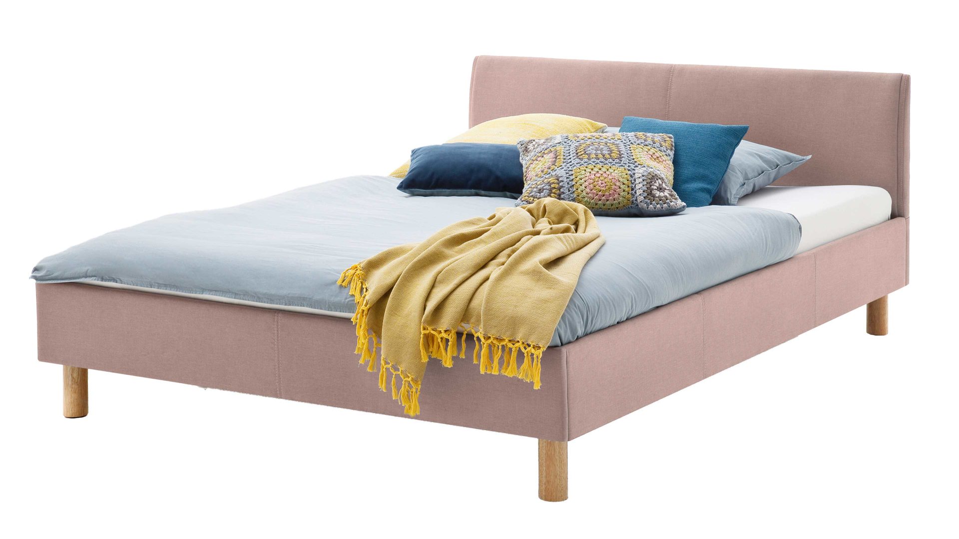 Bettgestell Meise.möbel aus Stoff in Rosa Polsterbettgestell Lena altrosa Bezug Sawana Nr. 61 & Holzfüße - Liegefläche ca. 140 x 200 cm