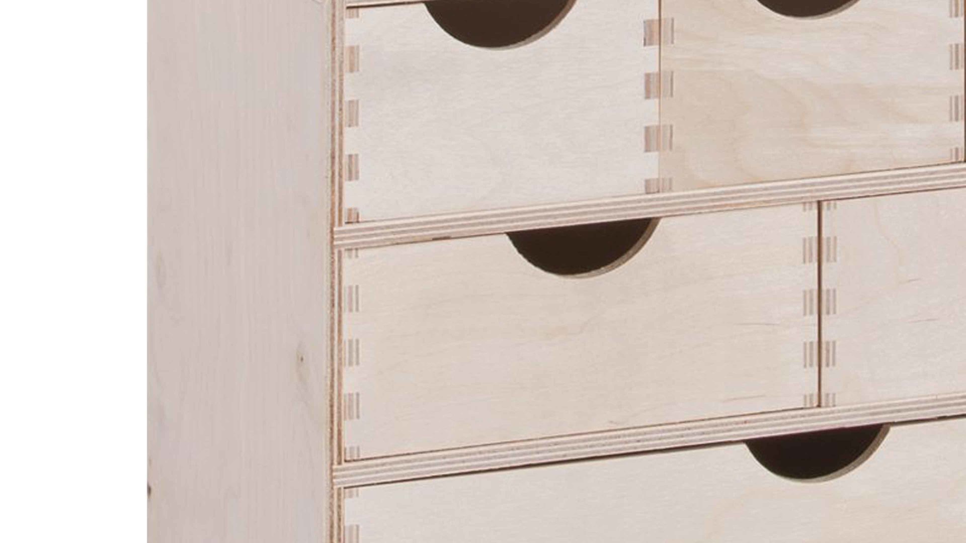 Aufbewahrungsbox Zeller present aus Holz in Holzfarben Schubladenbox unbehandeltes Birkenholz - sechs Schubladen