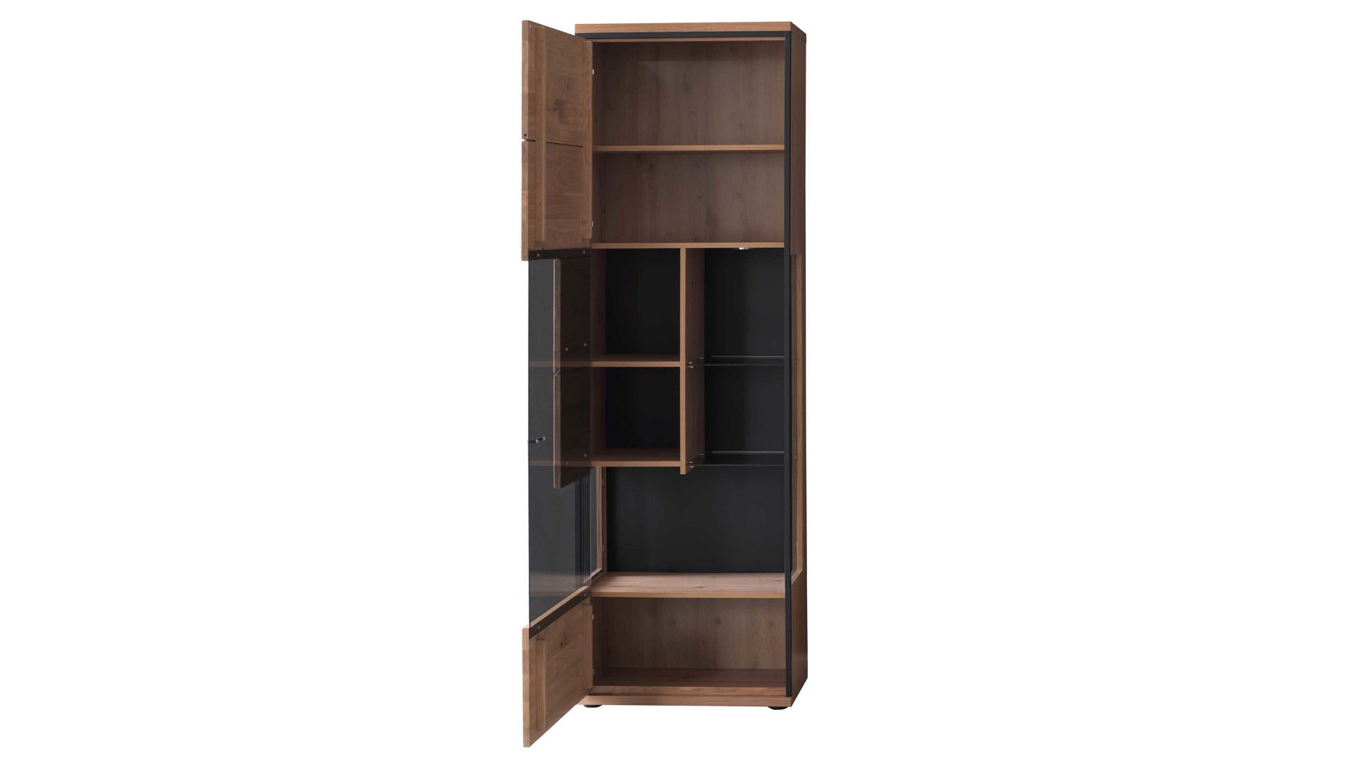 Wohnwand Mca furniture aus Holz in Holzfarben Wohnprogramm Bari - Wohnwand Asteiche Bianco – vierteilig, Breite ca. 300 cm
