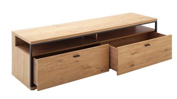 Wohnwand Mca direkt aus Holz in Holzfarben Wohnprogramm Bari - Wohnwand Asteiche Bianco – vierteilig, Breite ca. 300 cm