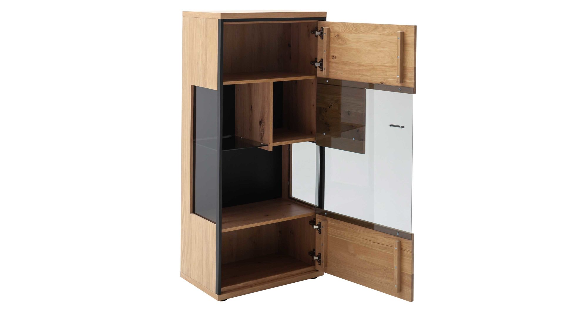 Highboard Mca furniture aus Holz in Holzfarben Wohnprogramm Bari - Highboard Asteiche Bianco – eine Türe, Breite ca. 68 cm