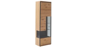 Vitrine Mca direkt aus Holz in Holzfarben Wohnprogramm Bari - Vitrine Asteiche Bianco – eine Tür, Breite ca. 63 cm