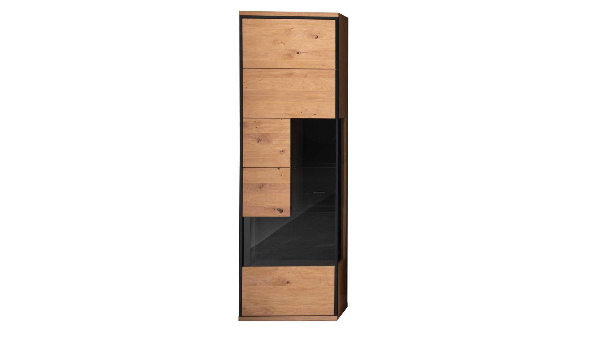 Vitrine Mca furniture aus Holz in Holzfarben Wohnprogramm Bari - Vitrine Asteiche Bianco – eine Tür, Breite ca. 63 cm