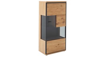 Highboard Mca direkt aus Holz in Holzfarben Wohnprogramm Bari - Highboard Asteiche Bianco – eine Türe, Breite ca. 68 cm