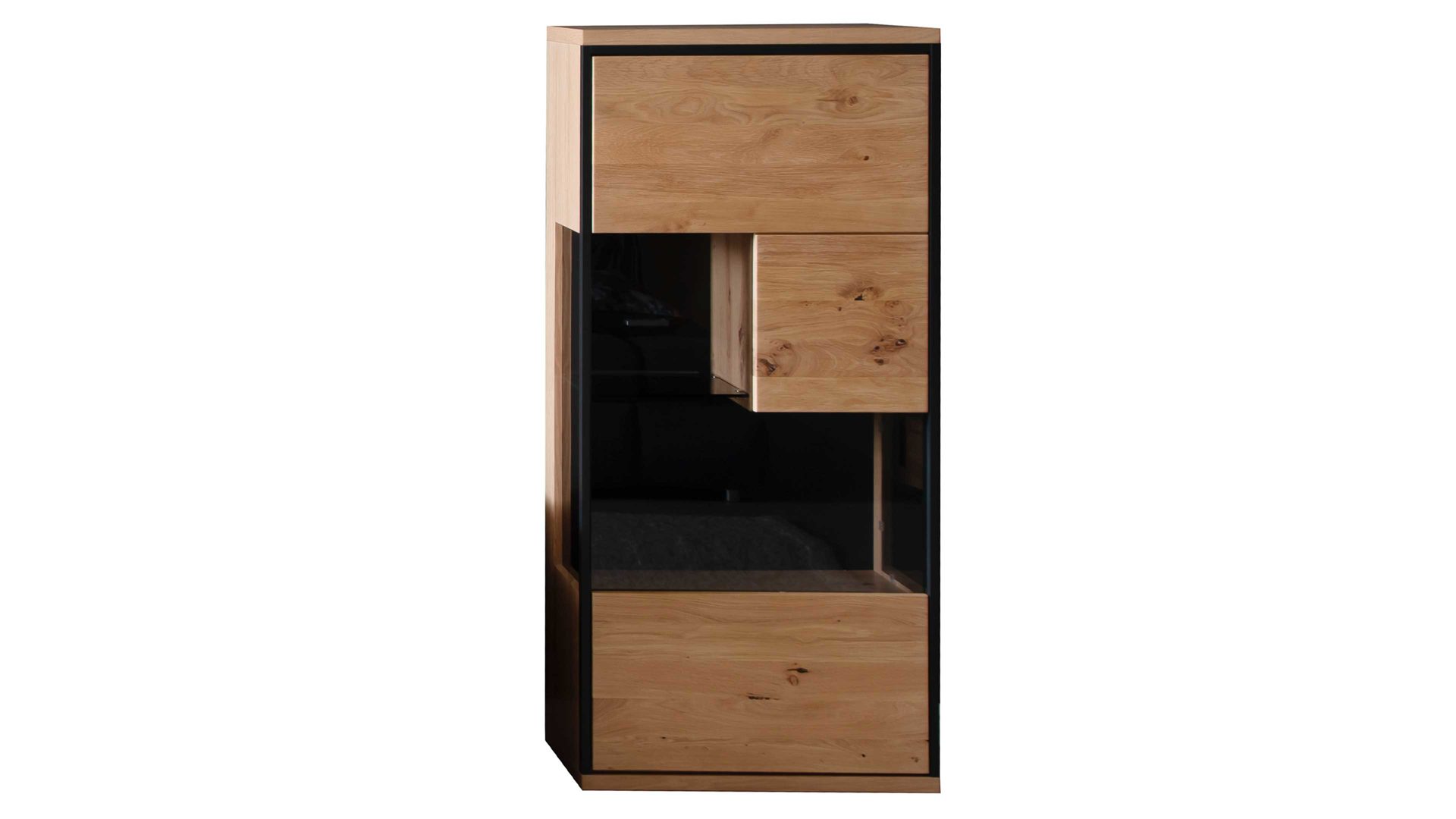 Highboard Mca furniture aus Holz in Holzfarben Wohnprogramm Bari - Highboard Asteiche Bianco – eine Türe, Breite ca. 68 cm