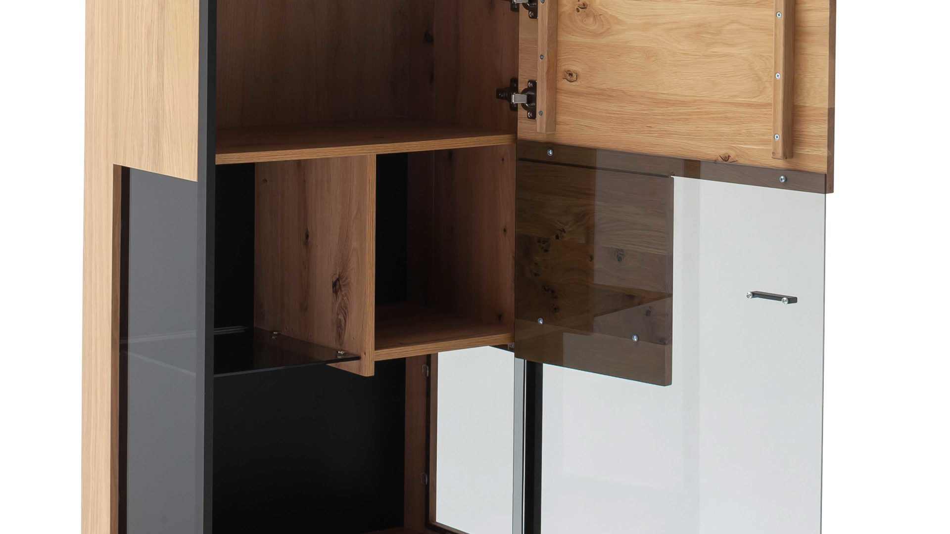 Highboard Mca direkt aus Holz in Holzfarben Wohnprogramm Bari - Highboard Asteiche Bianco – eine Türe, Breite ca. 68 cm