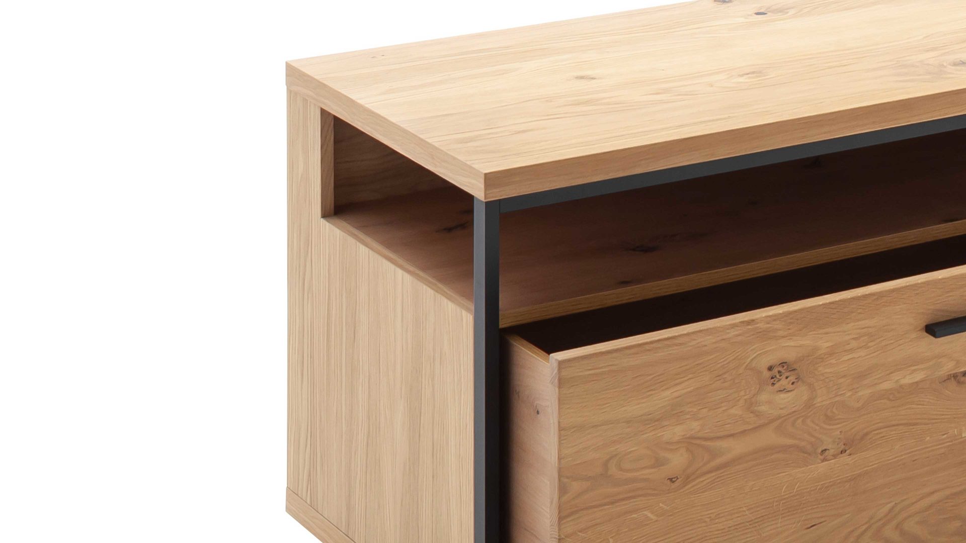 Lowboard Mca furniture aus Holz in Holzfarben Wohnprogramm Bari - Lowboard Asteiche Bianco – zwei Schubladen, Länge ca. 183 cm