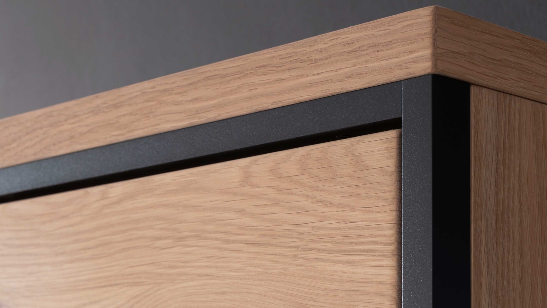 Wohnwand Mca furniture aus Holz in Holzfarben Wohnprogramm Bari - Wohnwand Asteiche Bianco – vierteilig, Breite ca. 300 cm