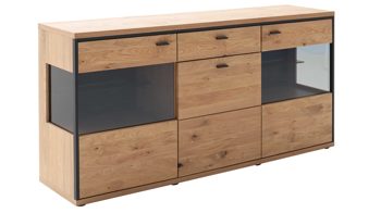 Sideboard Mca direkt aus Holz in Holzfarben Wohnprogramm Bari - Sideboard Asteiche Bianco – drei Türen, eine Schublade, Breite ca. 183 cm