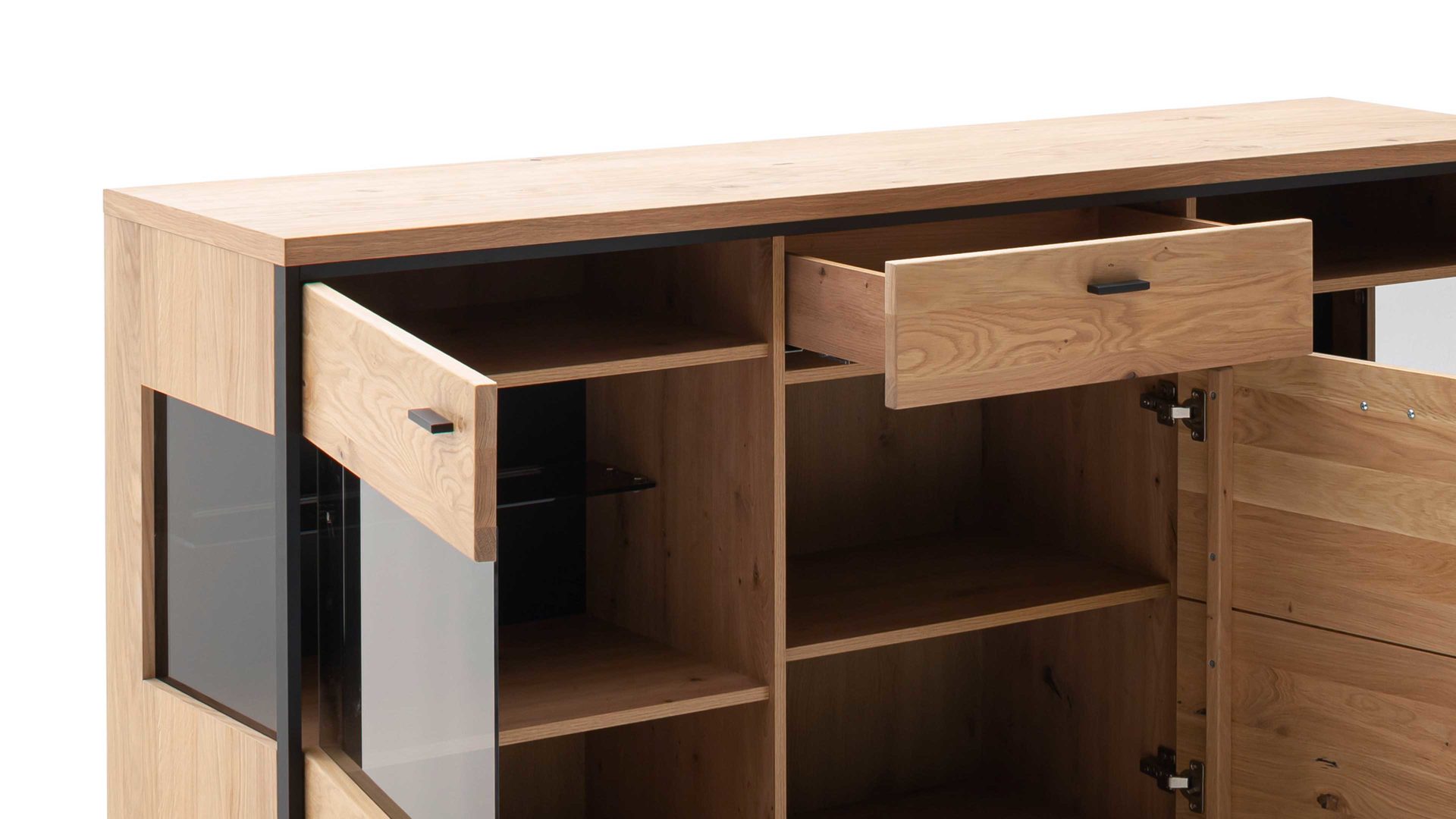 Sideboard Mca direkt aus Holz in Holzfarben Wohnprogramm Bari - Sideboard Asteiche Bianco – drei Türen, eine Schublade, Breite ca. 183 cm