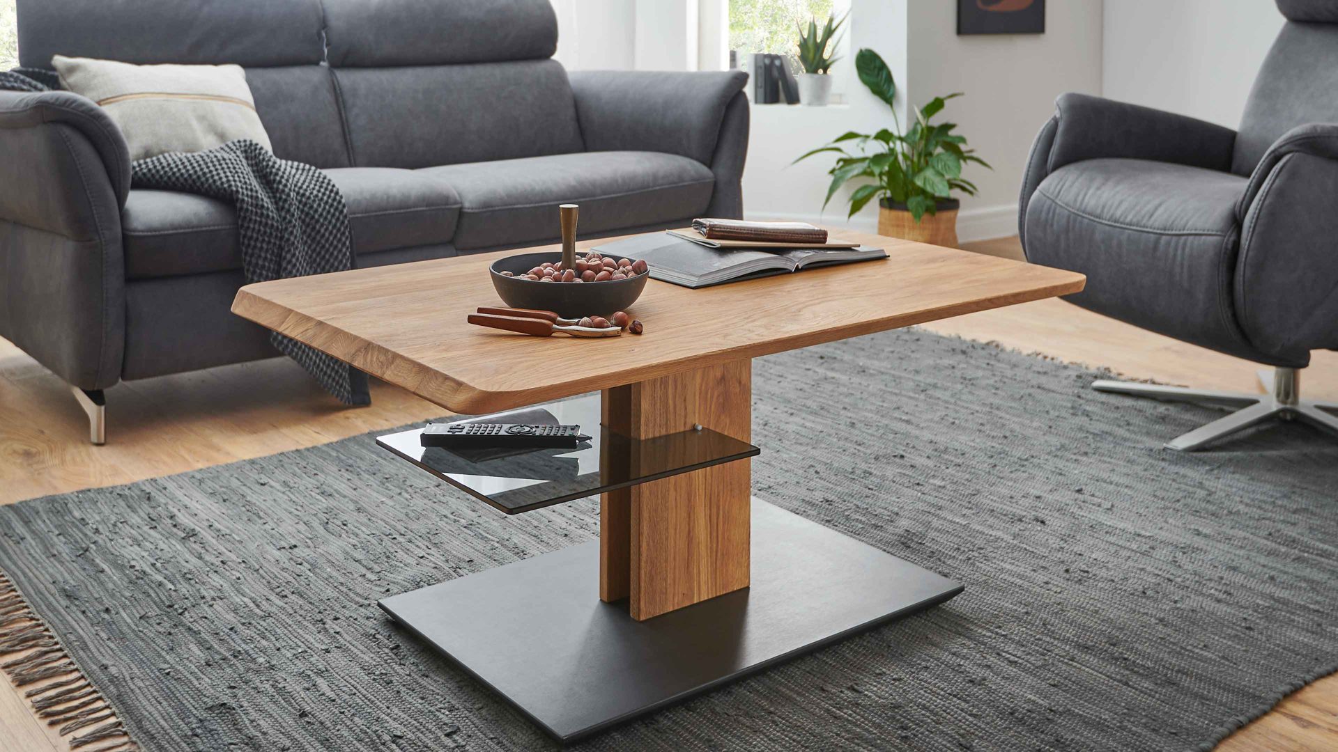 Couchtisch Vierhaus aus Holz in Holzfarben vierhaus Lift-Couchtisch Wildeiche & Anthrazit - ca. 110 x 65 cm